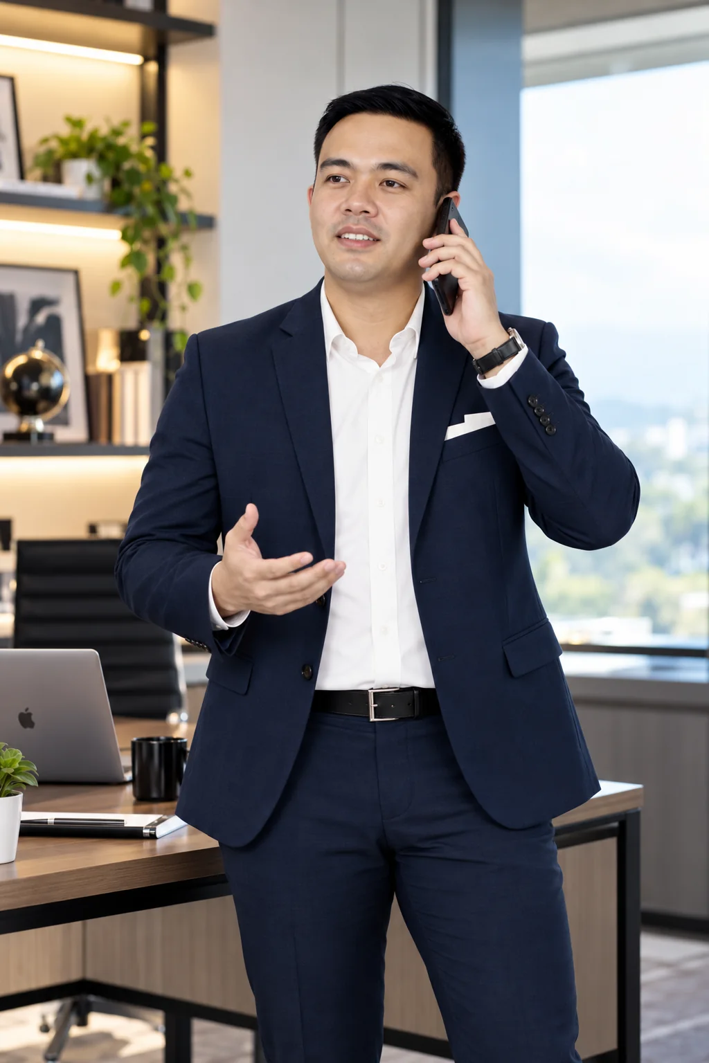 Neil speaking with a potential client in his office